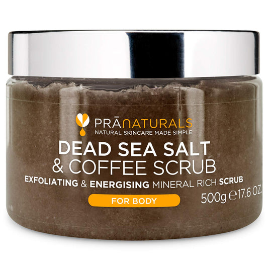 Pranaturals Körperpeeling Mit Salz Aus Dem Toten Meer 500G - Feuchtigkeitsspendend & Pflegend, Natürlichen Ölen & Mineralstoffen, Keine Parabene, Vegan, Frei Von Tierversuchen (Kaffee)