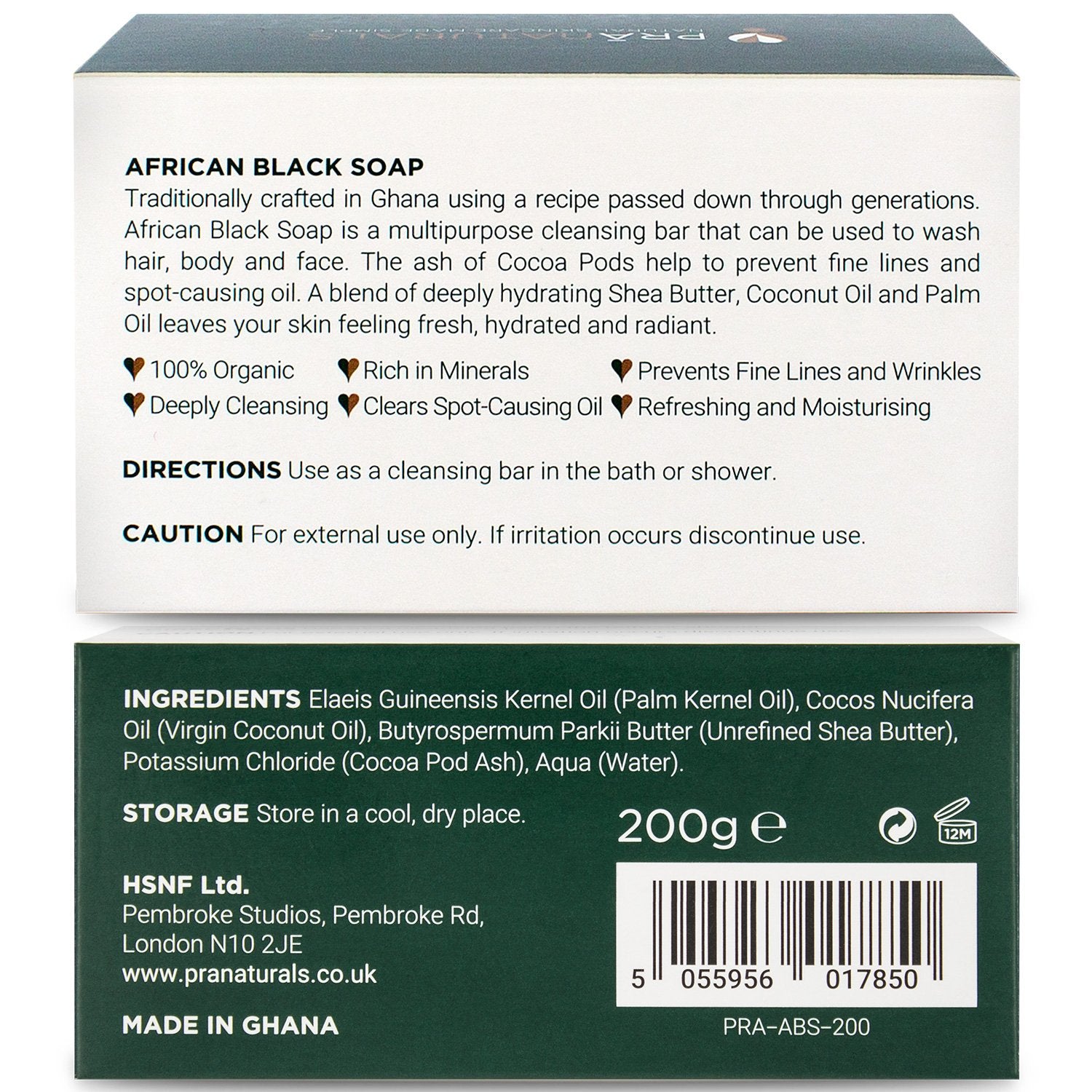 Pranaturals Organisch Afrikanische Schwarze Seife 200G, Vegan Kosmetik, Für Alle Hauttypen, Handgefertigt Im Tropischen Ghana (1X200G)