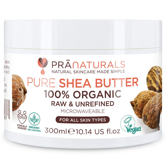 Pranaturals 100% Bio Sheabutter 300Ml, Rohes, Unraffiniertes Extra Virgin A-Grade African Pure Elfenbein All-Natural, Glatte Shea-Nuss-Lippenbalsam-Körperbutter Für Alle Hauttypen